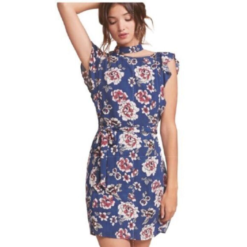 JACK BY BB DAKOTA Floral Printed Blue Dress US 6/ SMALL